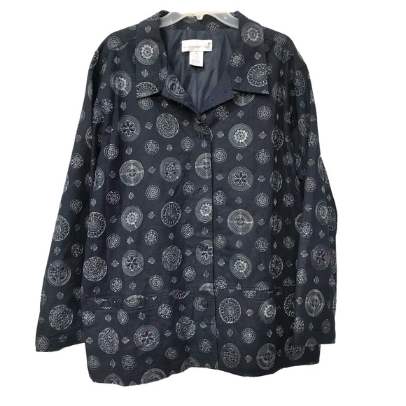 Susan Graver Plus Size Blazer Jacket Navy Blue Embroidered size 2X - Picture 1 of 4